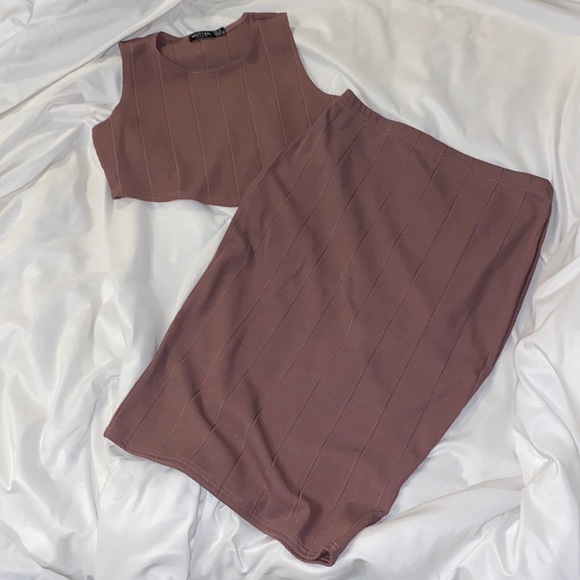Without Line or Reason Top and Midi Skirt Set - color: Mauve - Picture 1 of 3